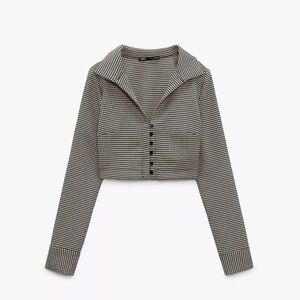 Zara Black and White Checkered Crop Top